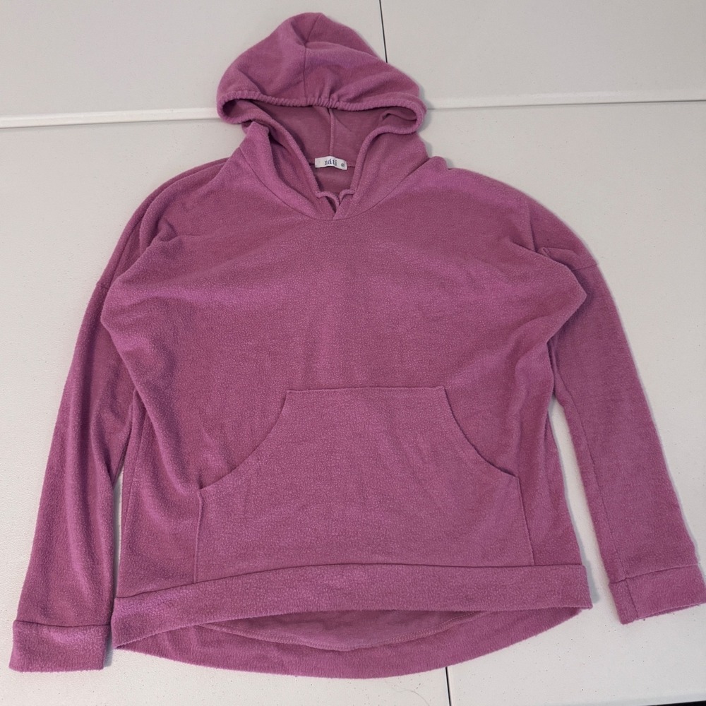 Náti‎ Pink Fleece Oversized Hoodie Kangaroo Pocket Sweatshirt Womens Size M Aa